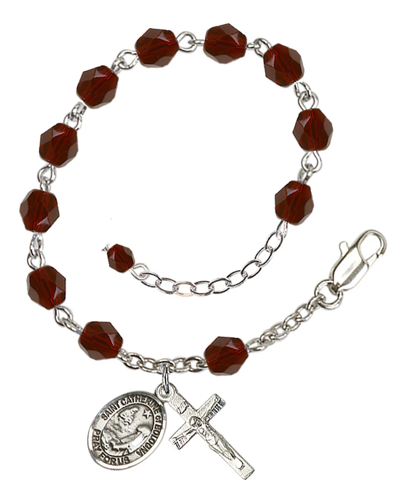 St. Catherine Of Bologna Red January Rosary Bracelet 6mm