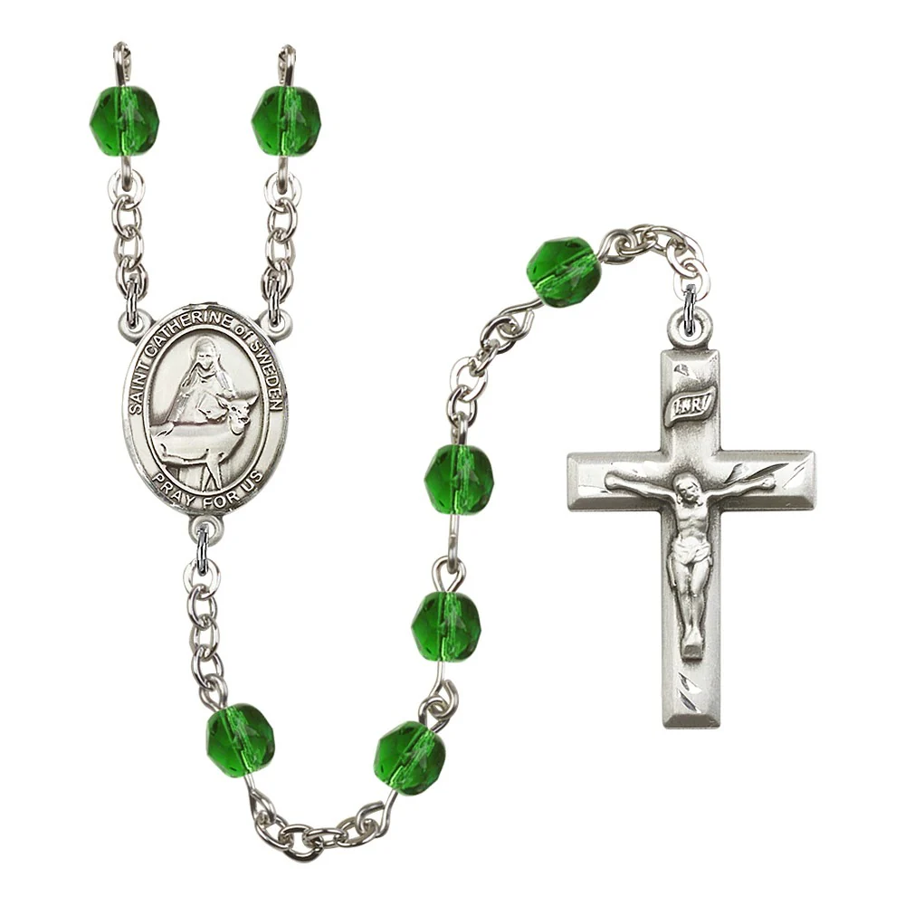 St. Catherine Of Sweden Green May Rosary 6mm