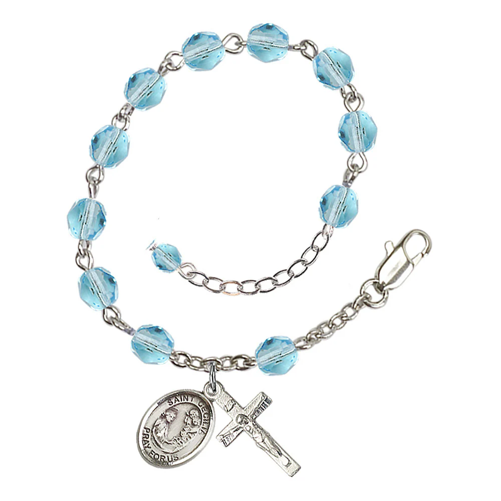 St. Cecilia Crystal Birthstone Rosary Bracelet - Multiple Birthstones - Image 2
