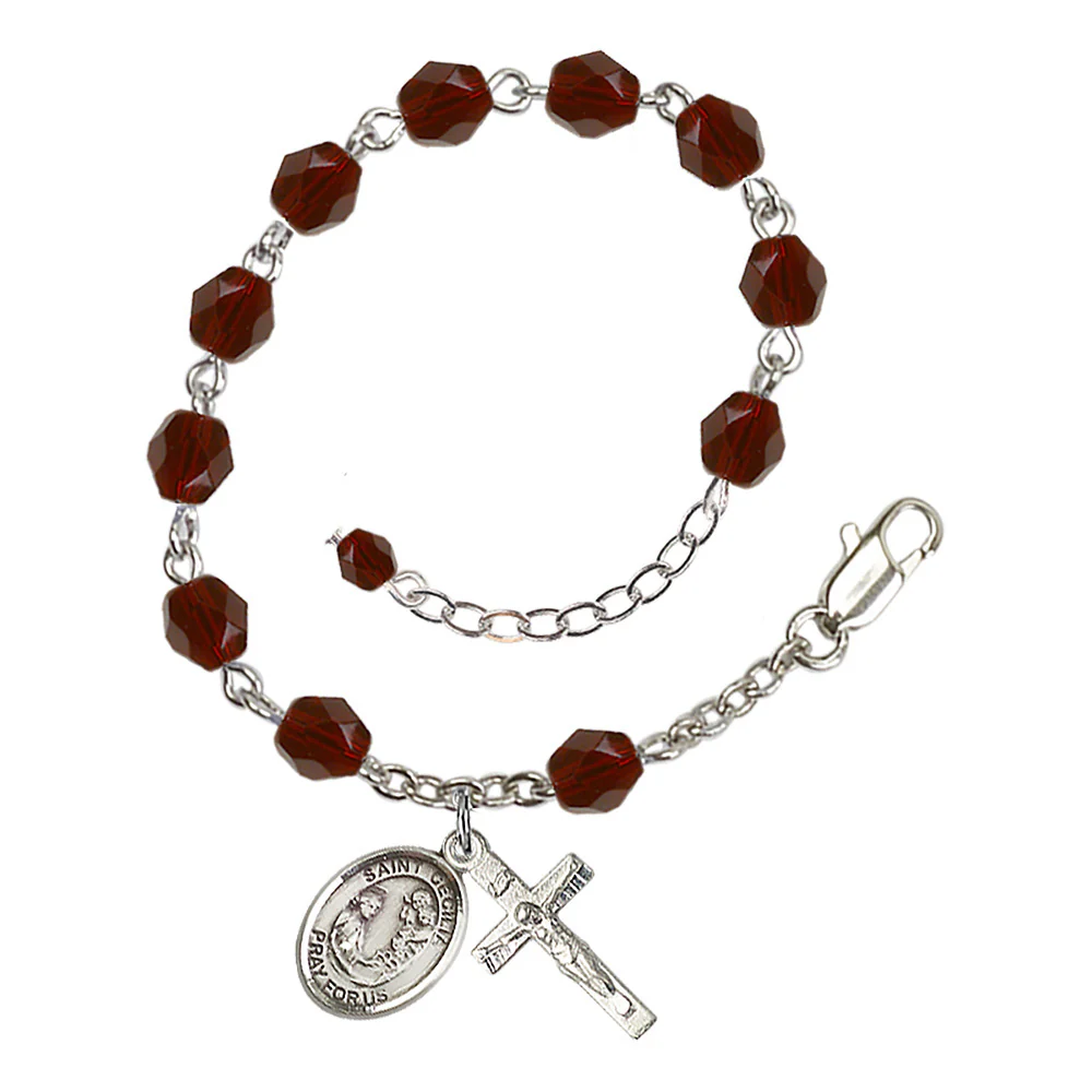 St. Cecilia Crystal Birthstone Rosary Bracelet - Multiple Birthstones - Image 5