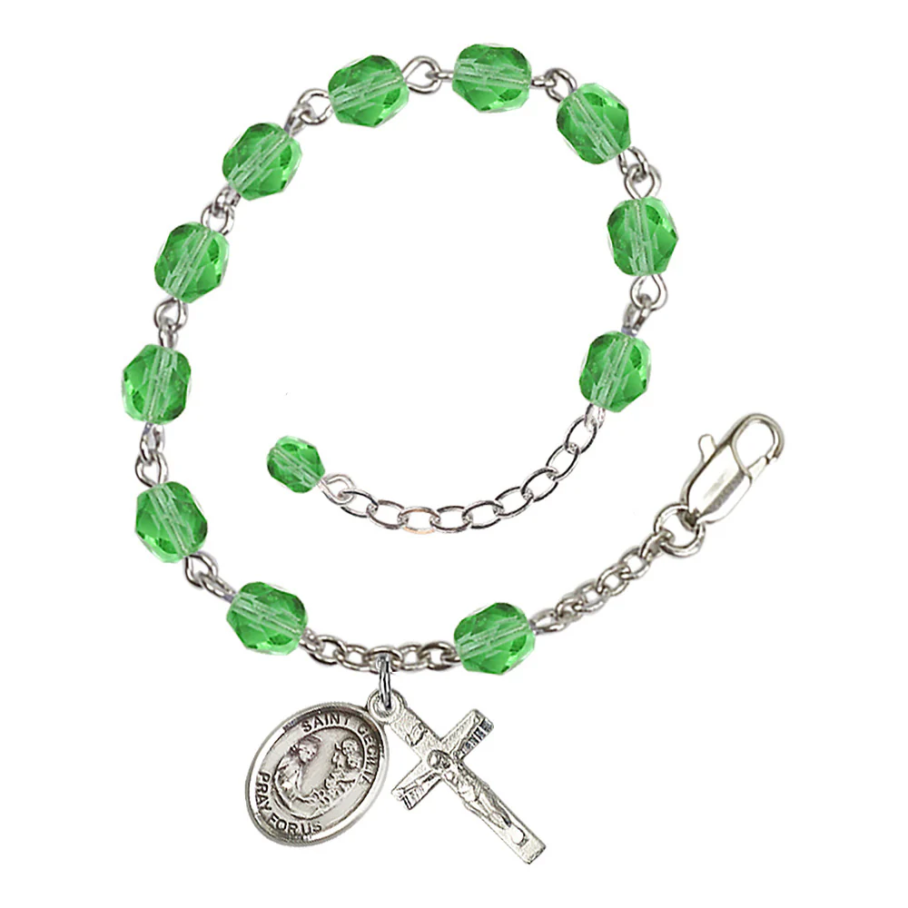 St. Cecilia Crystal Birthstone Rosary Bracelet - Multiple Birthstones - Image 7