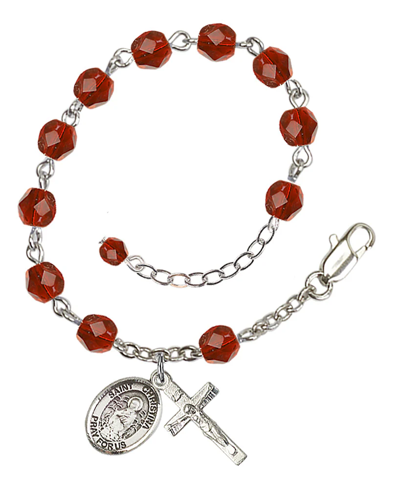 St. Christina The Astonishing Red July Rosary Bracelet 6mm