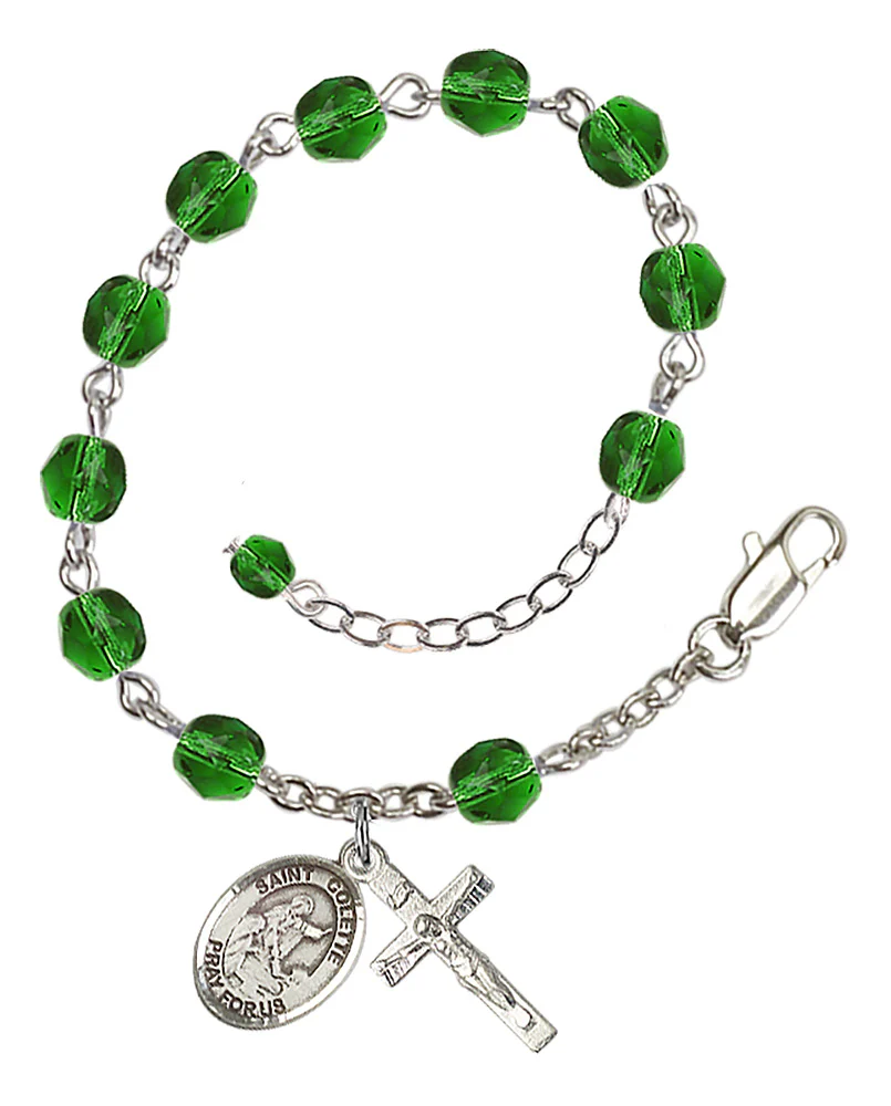 St. Colette Green May Rosary Bracelet 6mm