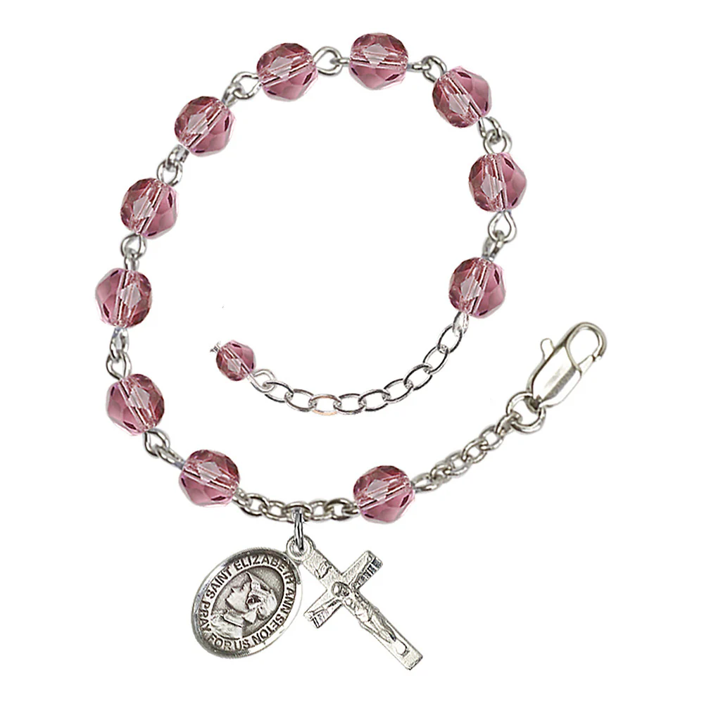 St. Elizabeth Ann Seton Crystal Birthstone Rosary Bracelet - Multiple Birthstones