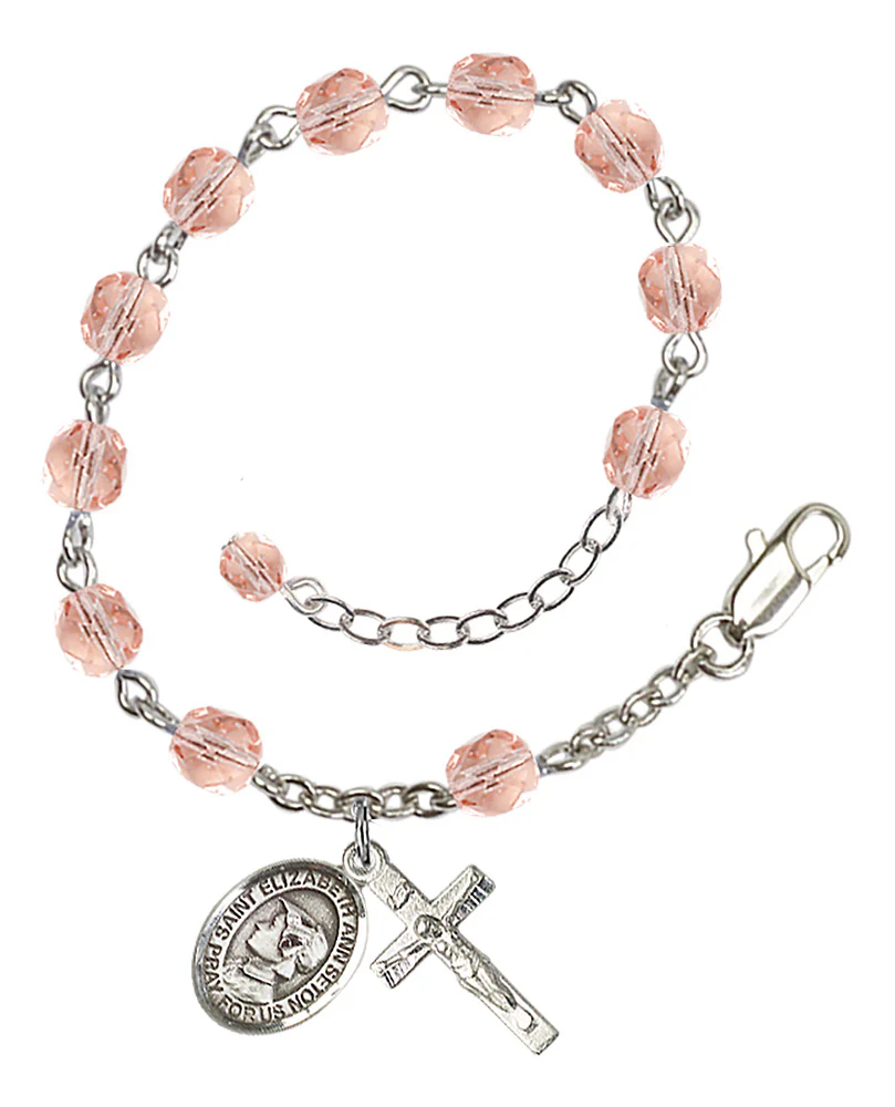 St. Elizabeth Ann Seton Crystal Birthstone Rosary Bracelet - Multiple Birthstones - Image 10