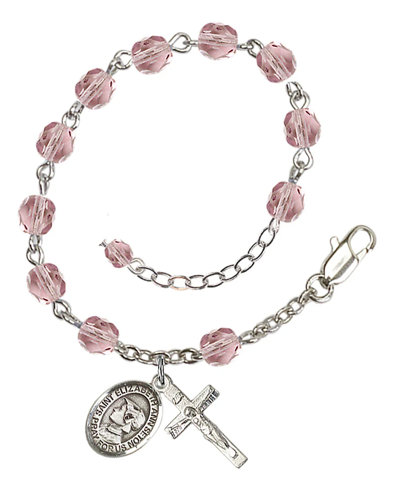 St. Elizabeth Ann Seton Crystal Birthstone Rosary Bracelet - Multiple Birthstones - Image 8