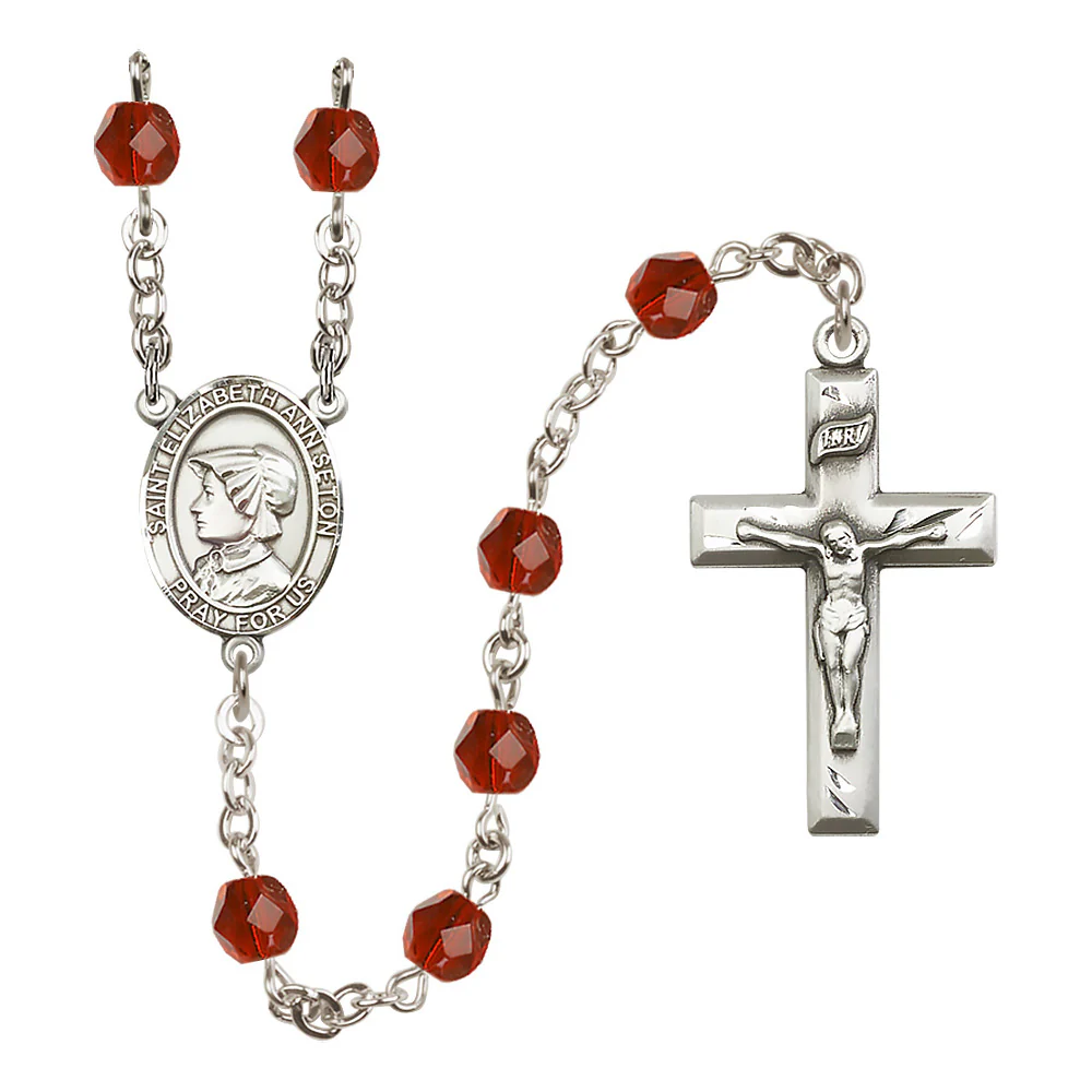 St. Elizabeth Ann Seton Crystal Birthstone Rosary - Multiple Birthstones - Image 6