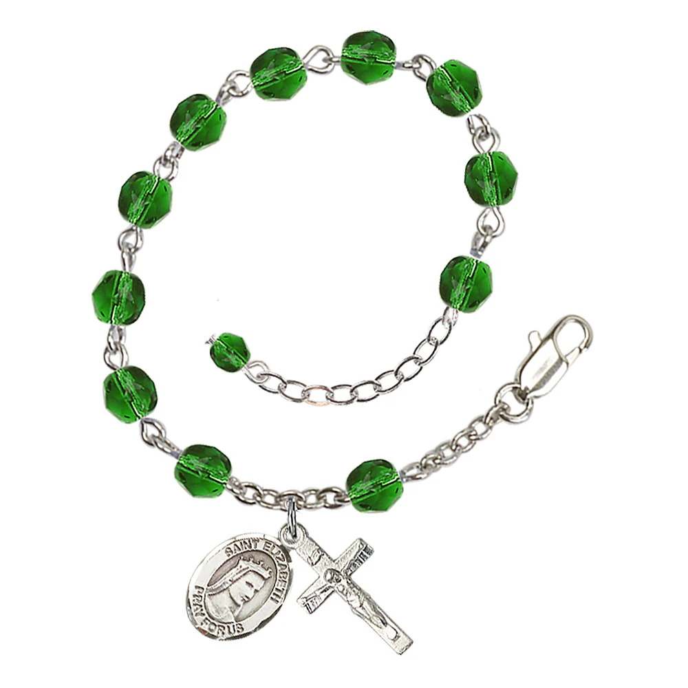 St. Elizabeth of Hungary Crystal Birthstone Rosary Bracelet - Multiple Birthstones