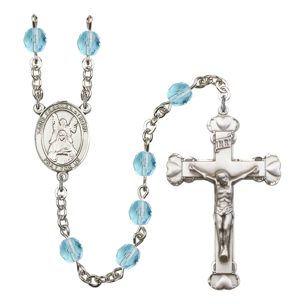 St. Frances Of Rome Aqua Blue March Rosary 6mm