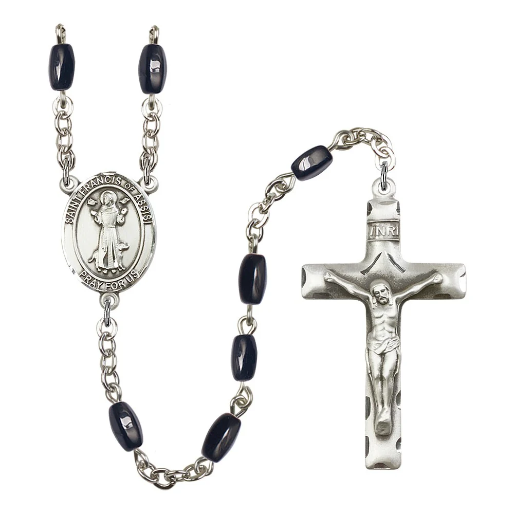 St. Francis Of Assisi 8X5mm Black Onyx Rosary