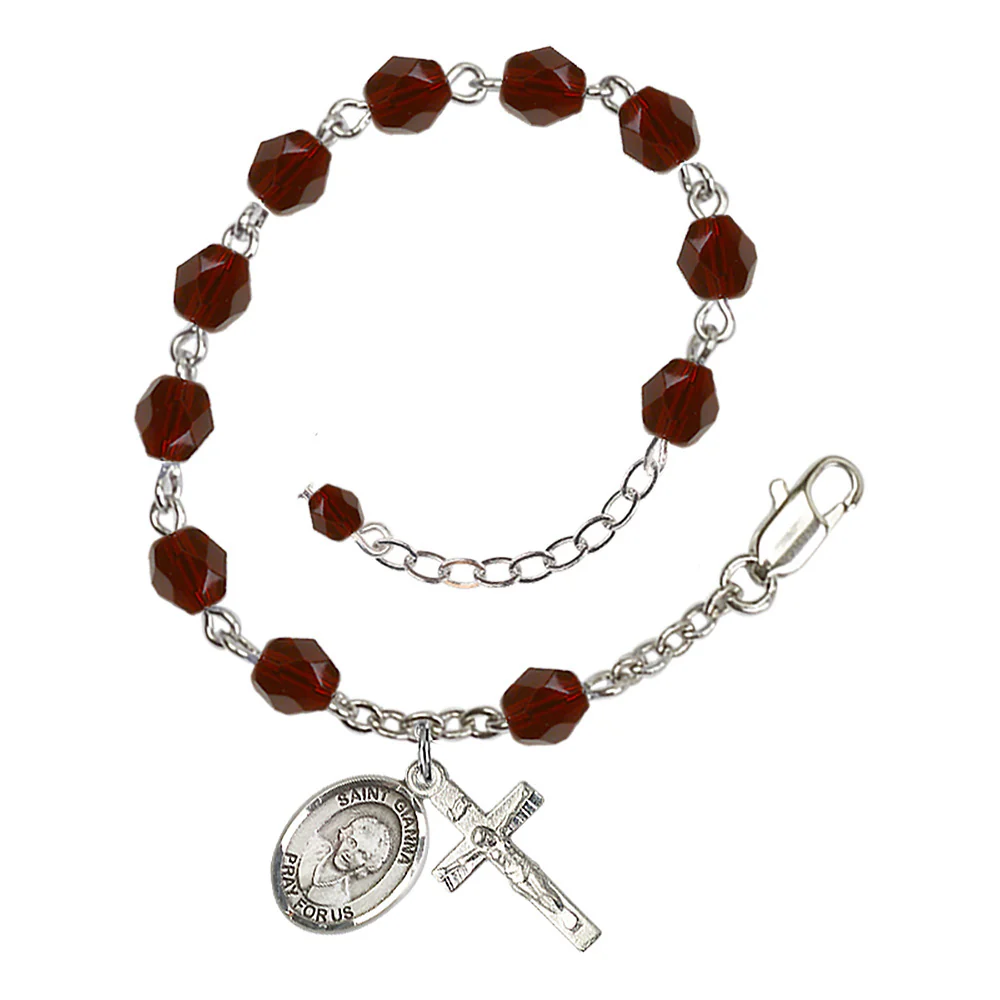 St. Gianna Beretta Molla Crystal Birthstone Rosary Bracelet - Multiple Birthstones - Image 6