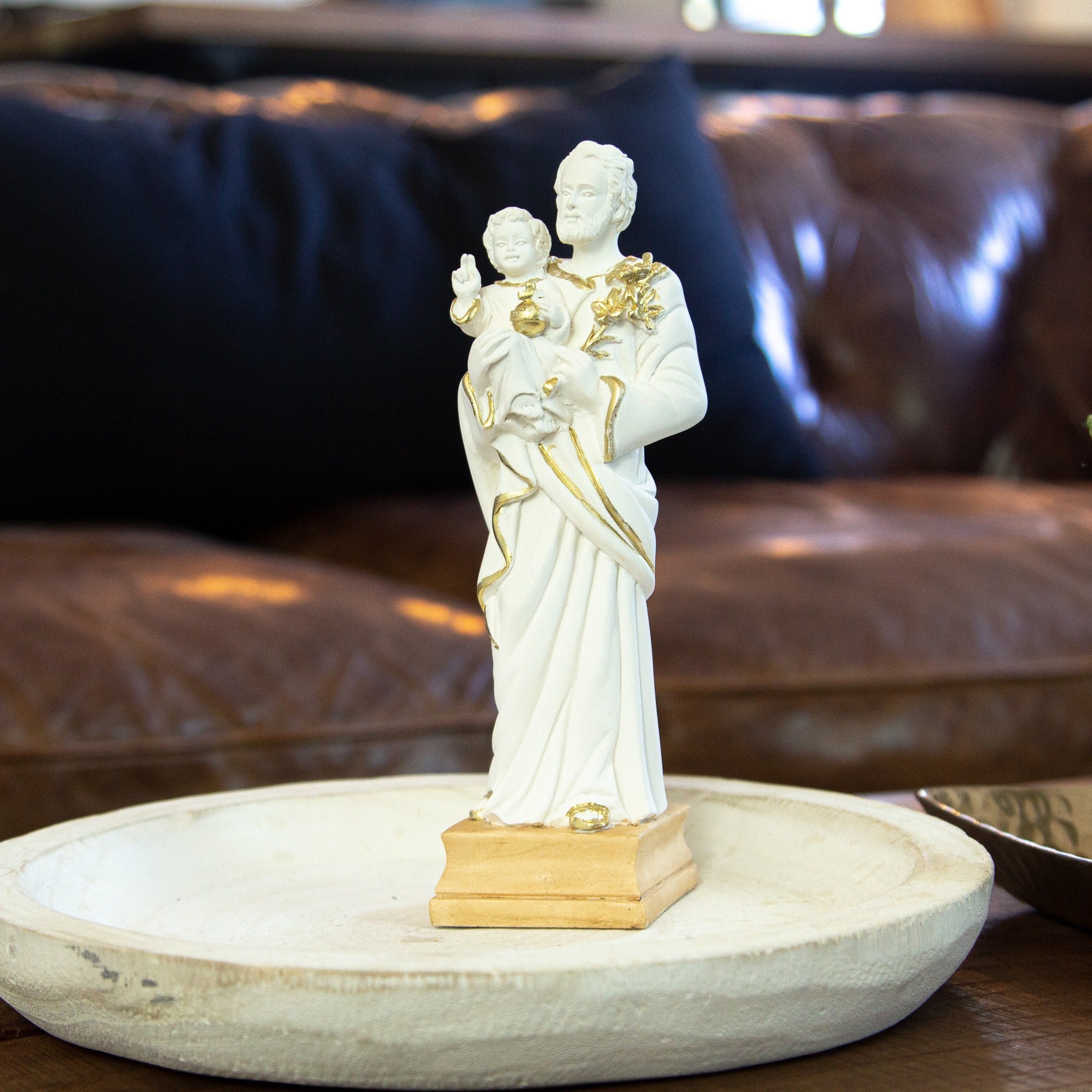 St. Joseph & the Christ Child Statue with Gold  - 7.8" - Image 2