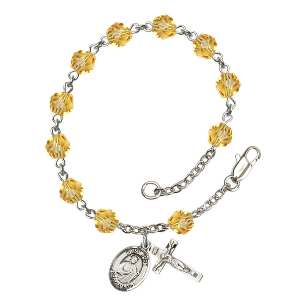 St. Jude Thaddeus Crystal Birthstone Rosary Bracelet - Multiple Birthstones - Image 11