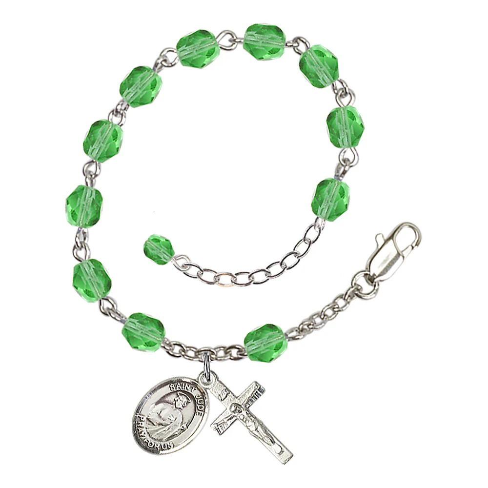 St. Jude Thaddeus Crystal Birthstone Rosary Bracelet - Multiple Birthstones - Image 3