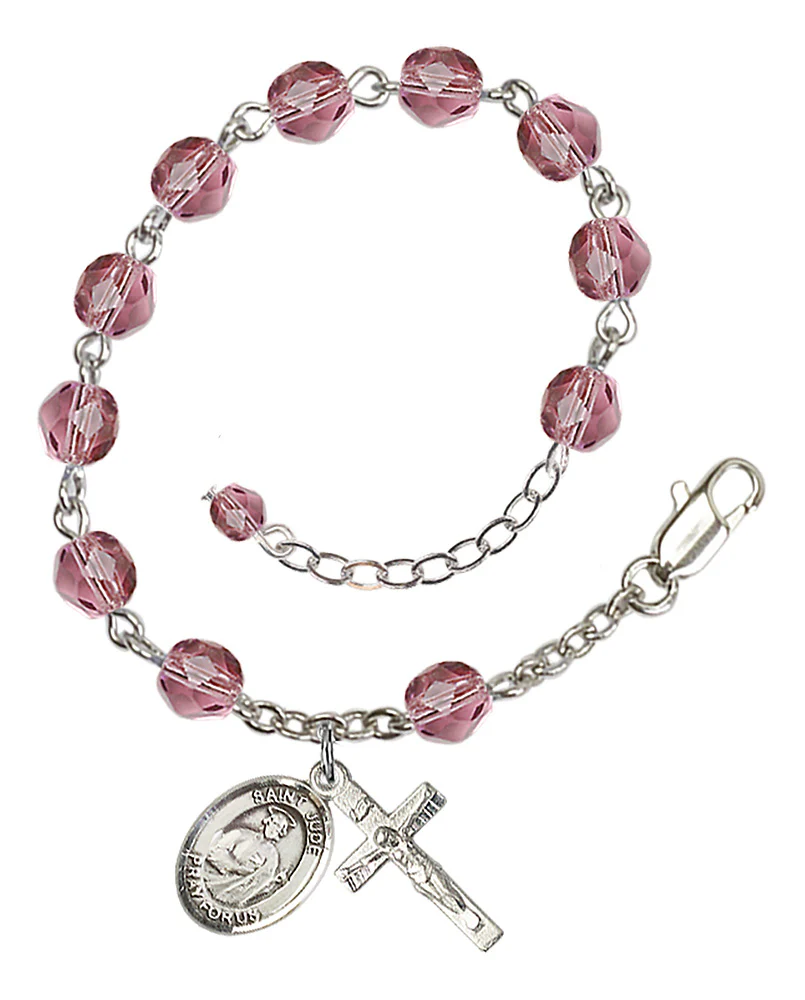 St. Jude Thaddeus Crystal Birthstone Rosary Bracelet - Multiple Birthstones - Image 4