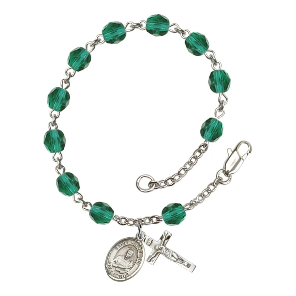 St. Lawrence Teal December Rosary Bracelet 6mm