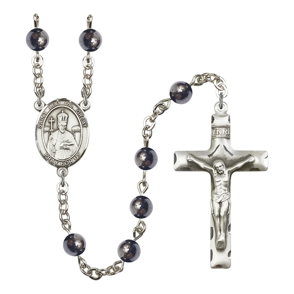 St. Leo The Great 6mm Hematite Rosary
