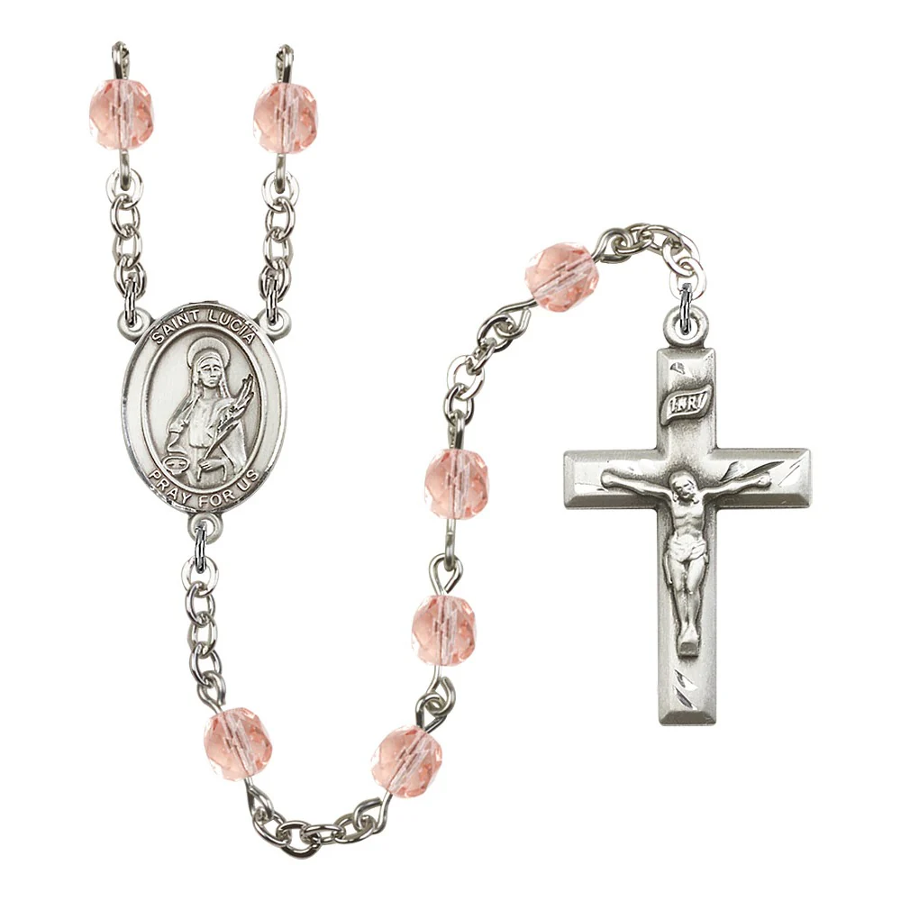 St. Lucia Of Syracuse Pink October Rosary 6mm
