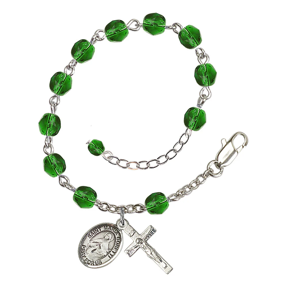 St. Maria Goretti Crystal Birthstone Rosary Bracelet - Multiple Birthstones