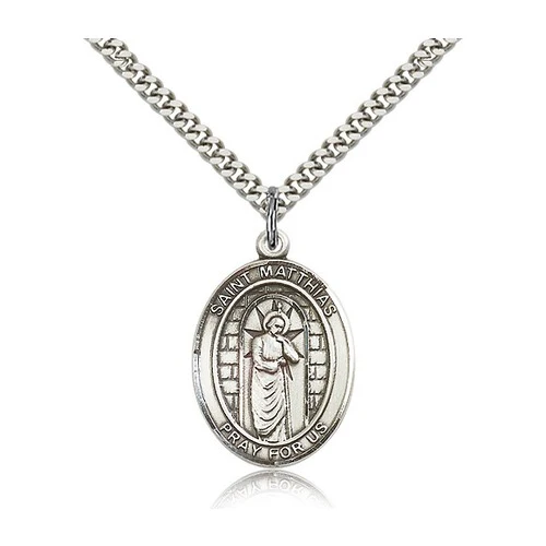 St. Matthias the Apostle Pendant with Chain, Bliss, Sterling Silver