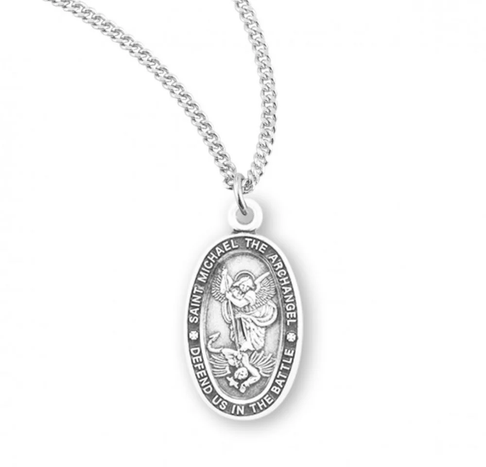 St. Michael Sterling Silver Medal Necklace -  18"