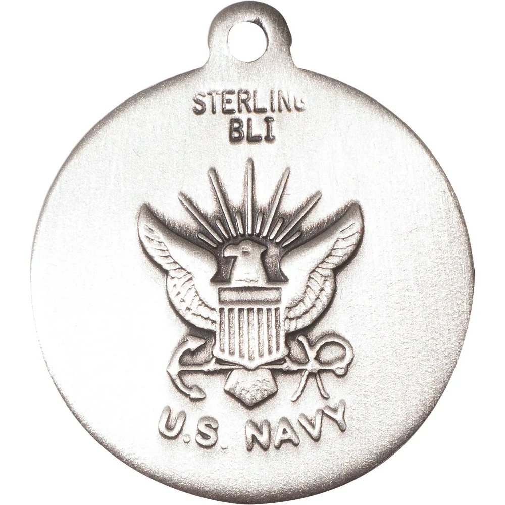 St. Michael Sterling Silver Round Military Necklaces - 24" - Image 5