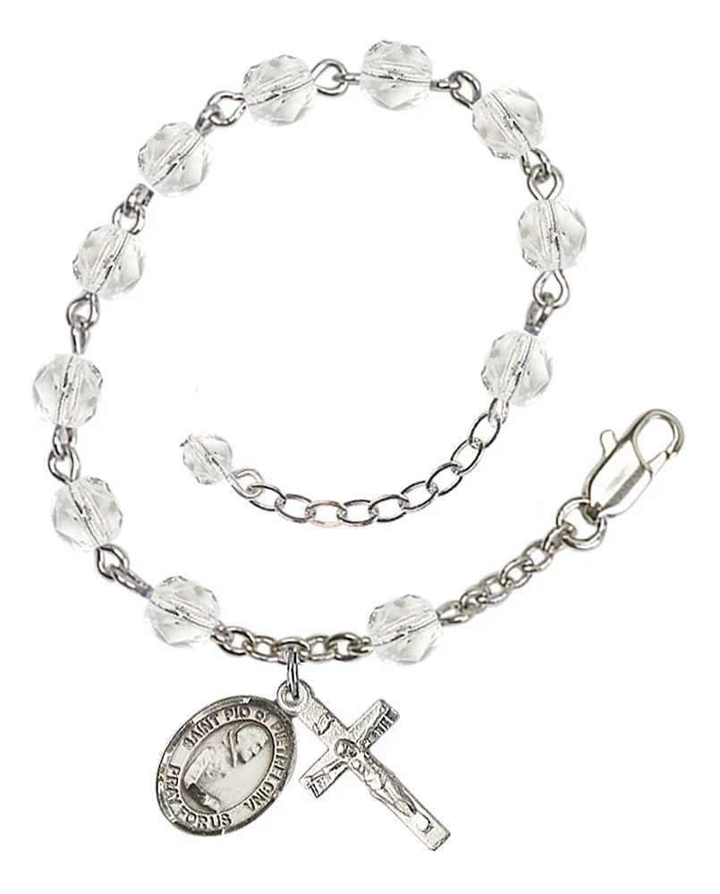 St. Padre Pio of Pietrelcina Crystal Birthstone Rosary Bracelet - Multiple Birthstones - Image 5