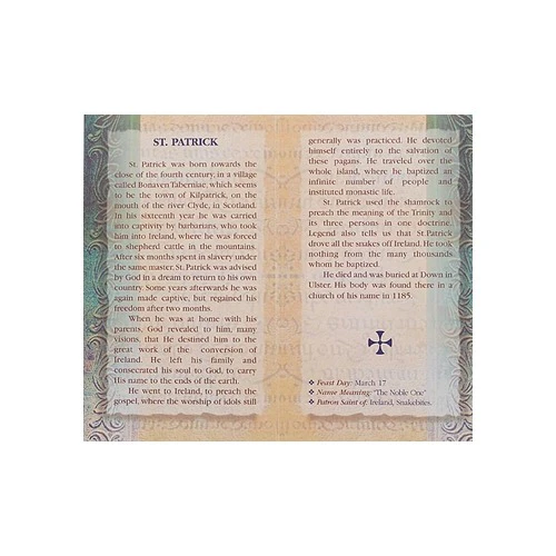St. Patrick - Mini Lives of the Saints Folded Prayer Card - Image 2