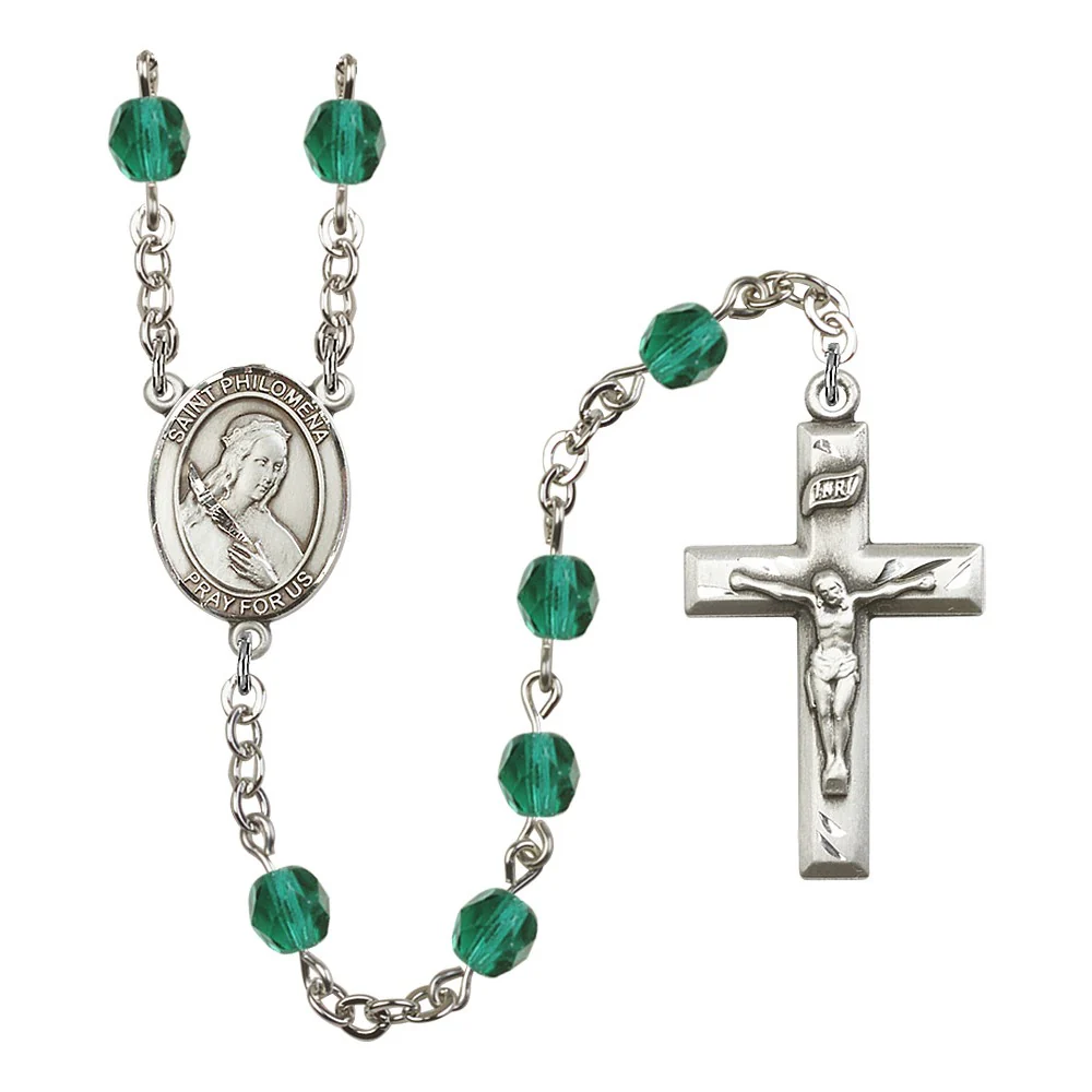 St. Philomena Teal December Rosary 6mm