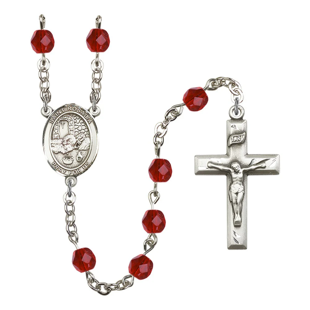 St. Rosalia Red July Rosary 6mm