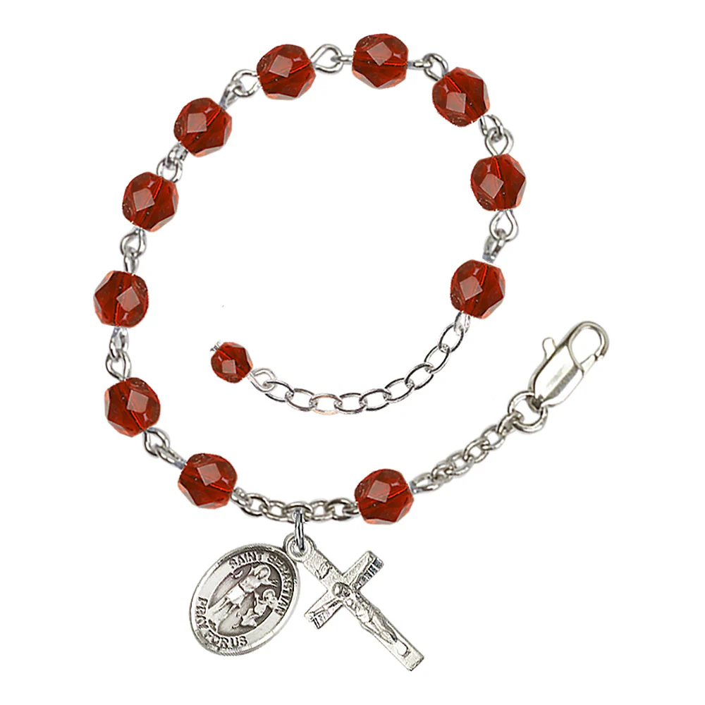 St. Sebastian Crystal Birthstone Rosary Bracelet - Multiple Birthstones - Image 7