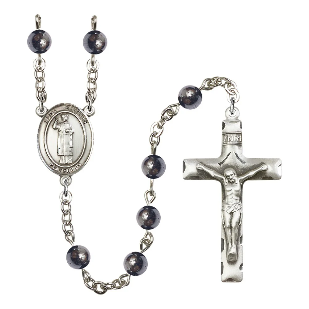 St. Stephen The Martyr 6mm Hematite Rosary