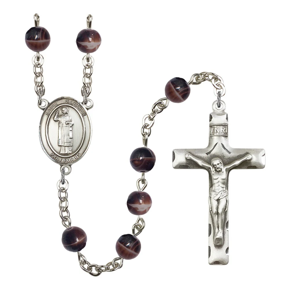 St. Stephen The Martyr 7mm Brown Rosary