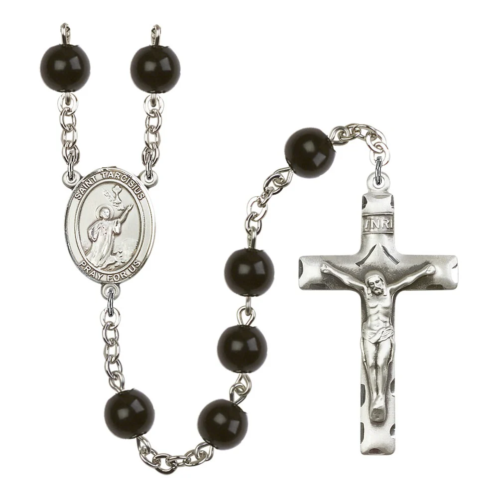 St. Tarcisius 7mm Black Onyx Rosary
