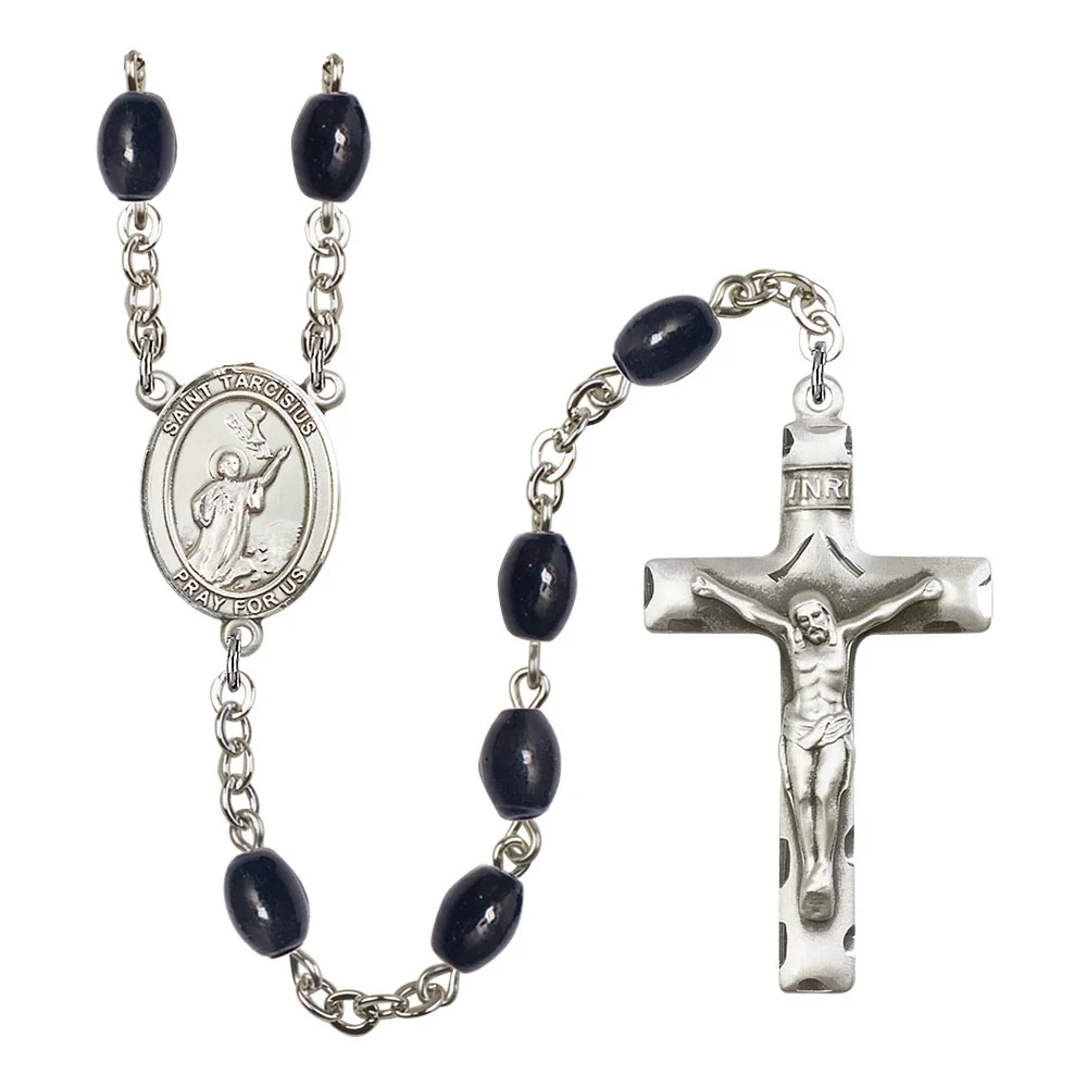 St. Tarcisius 8X6mm Black Onyx Rosary