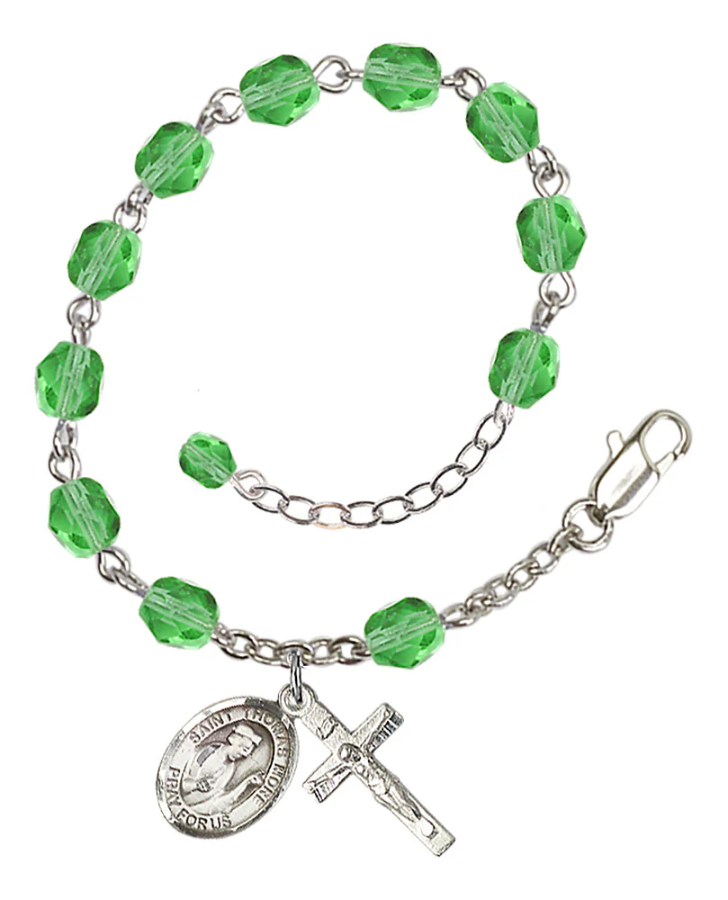 St. Thomas More Crystal Birthstone Rosary Bracelet - Multiple Birthstones - Image 5