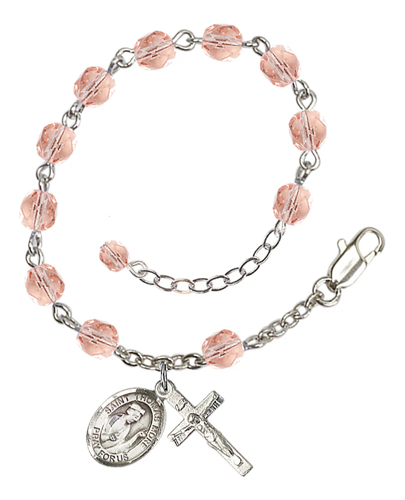 St. Thomas More Crystal Birthstone Rosary Bracelet - Multiple Birthstones - Image 6