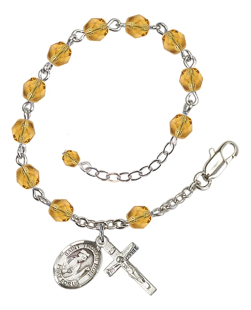 St. Thomas More Crystal Birthstone Rosary Bracelet - Multiple Birthstones - Image 7
