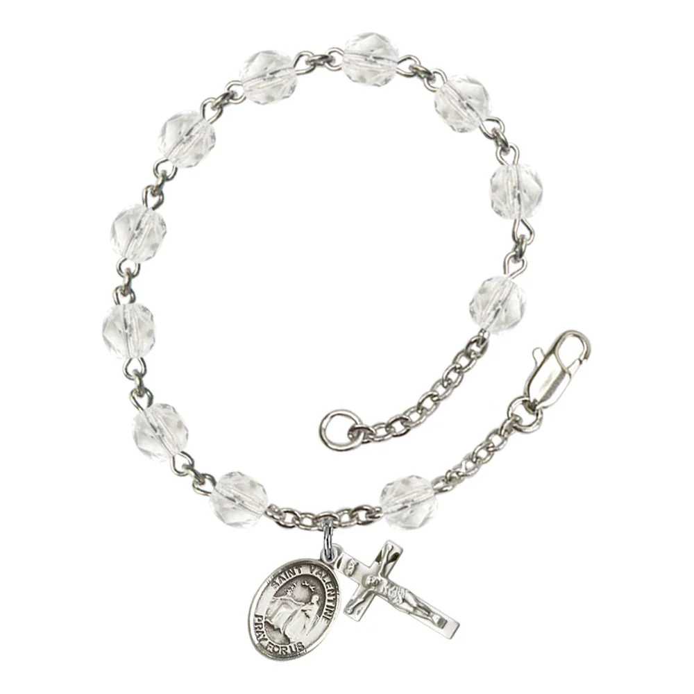 St. Valentine Of Rome Crystal April Rosary Bracelet 6mm