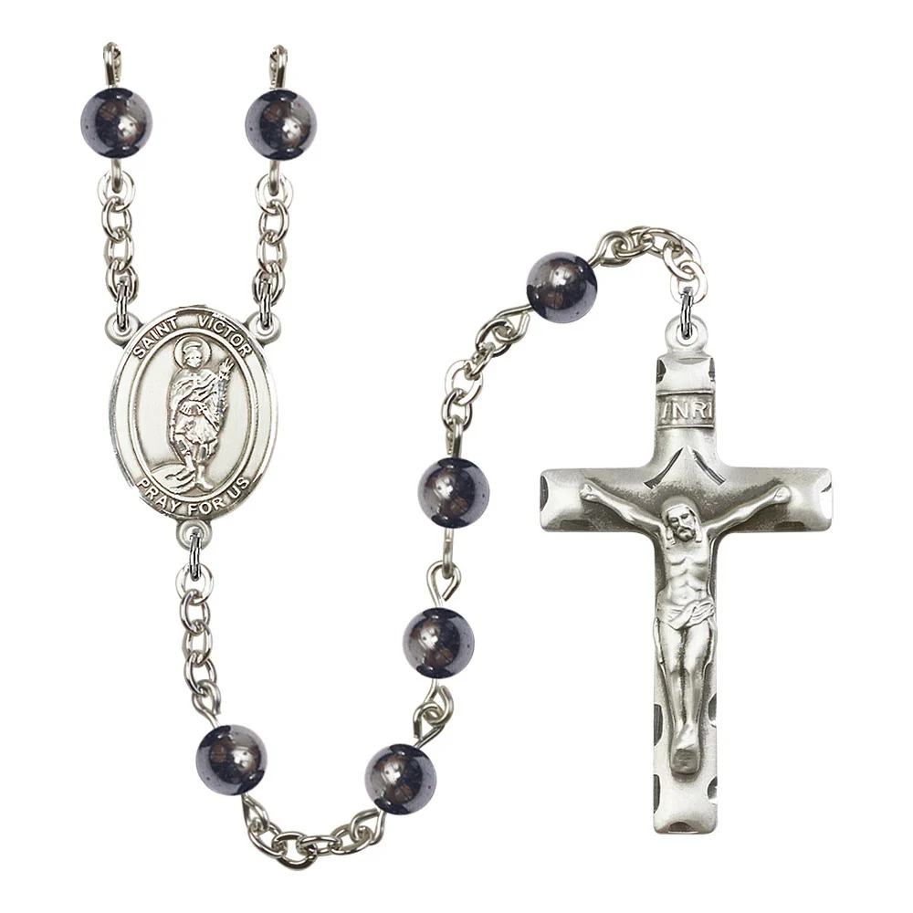 St. Victor Of Marseilles 6mm Hematite Rosary