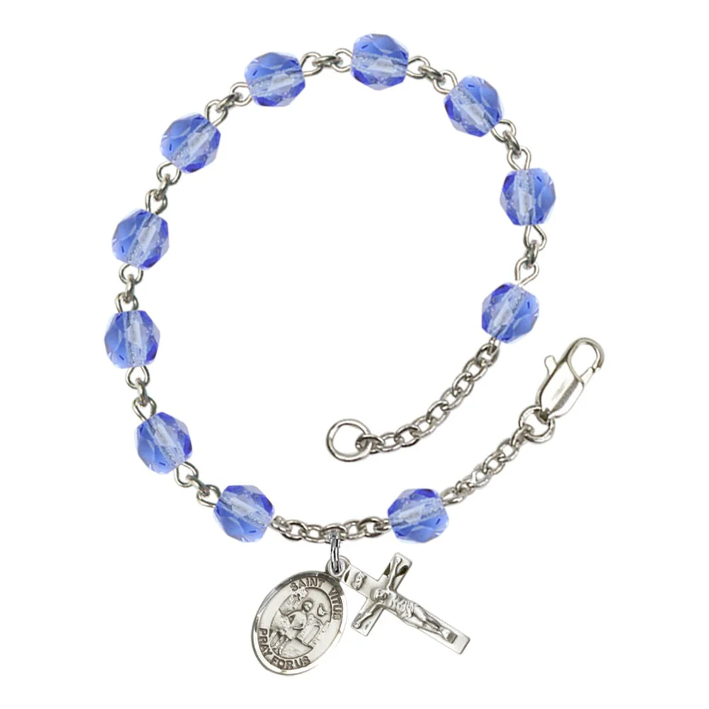 St. Vitus Blue September Rosary Bracelet 6mm
