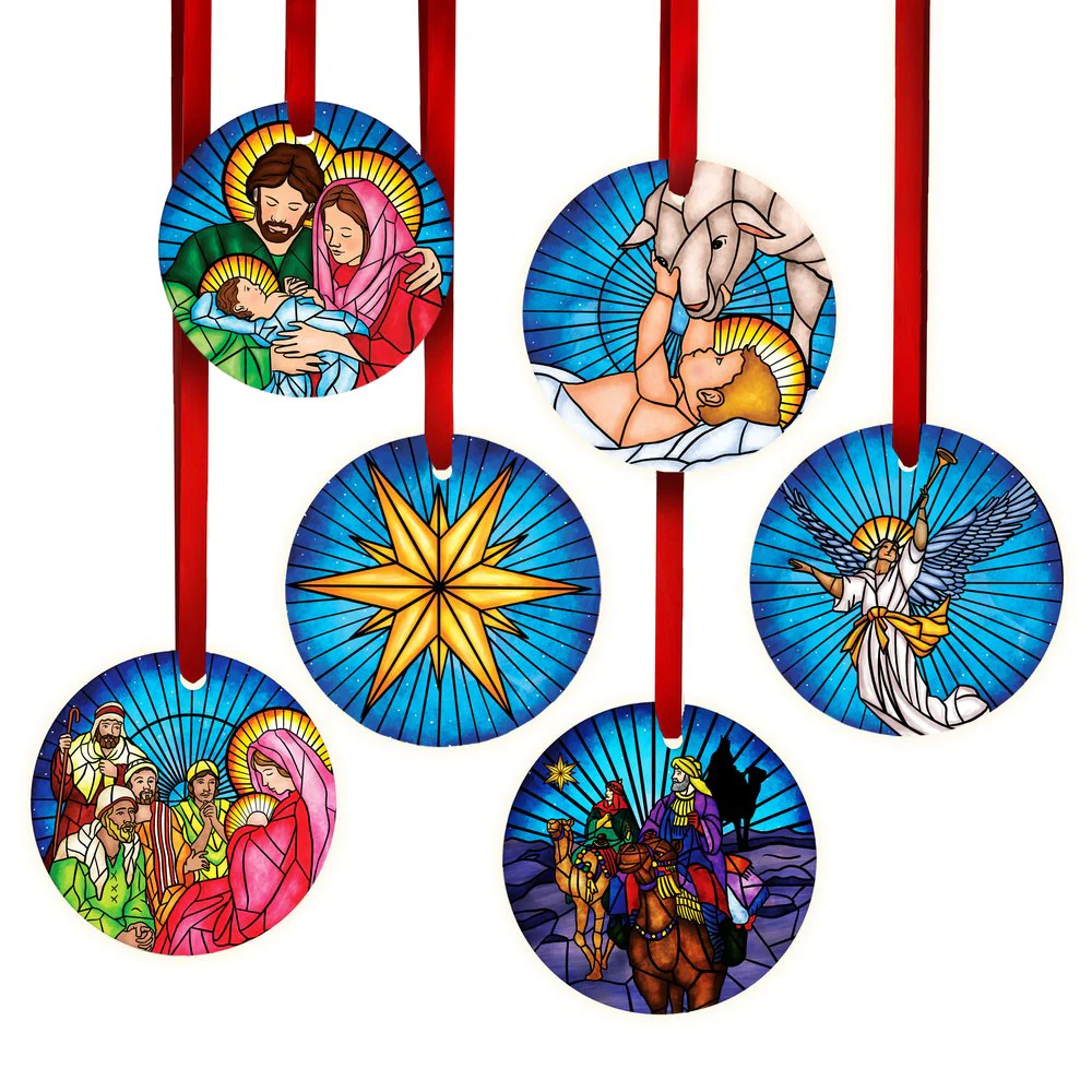 Stained Glass Nativity Ornaments - Set of 6 - Image 2