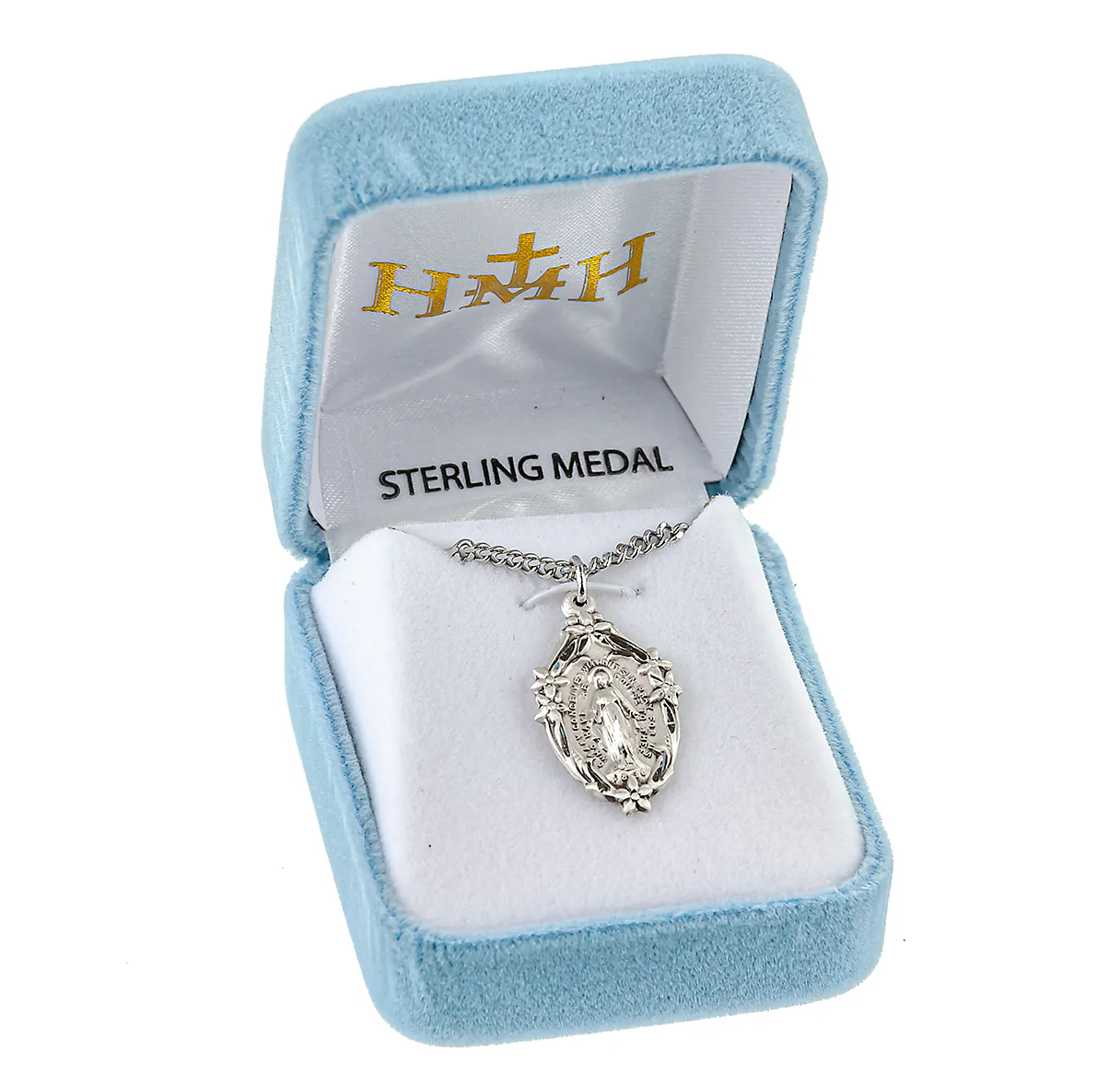 Sterling Jasmine Blossom Miraculous Medal Necklace