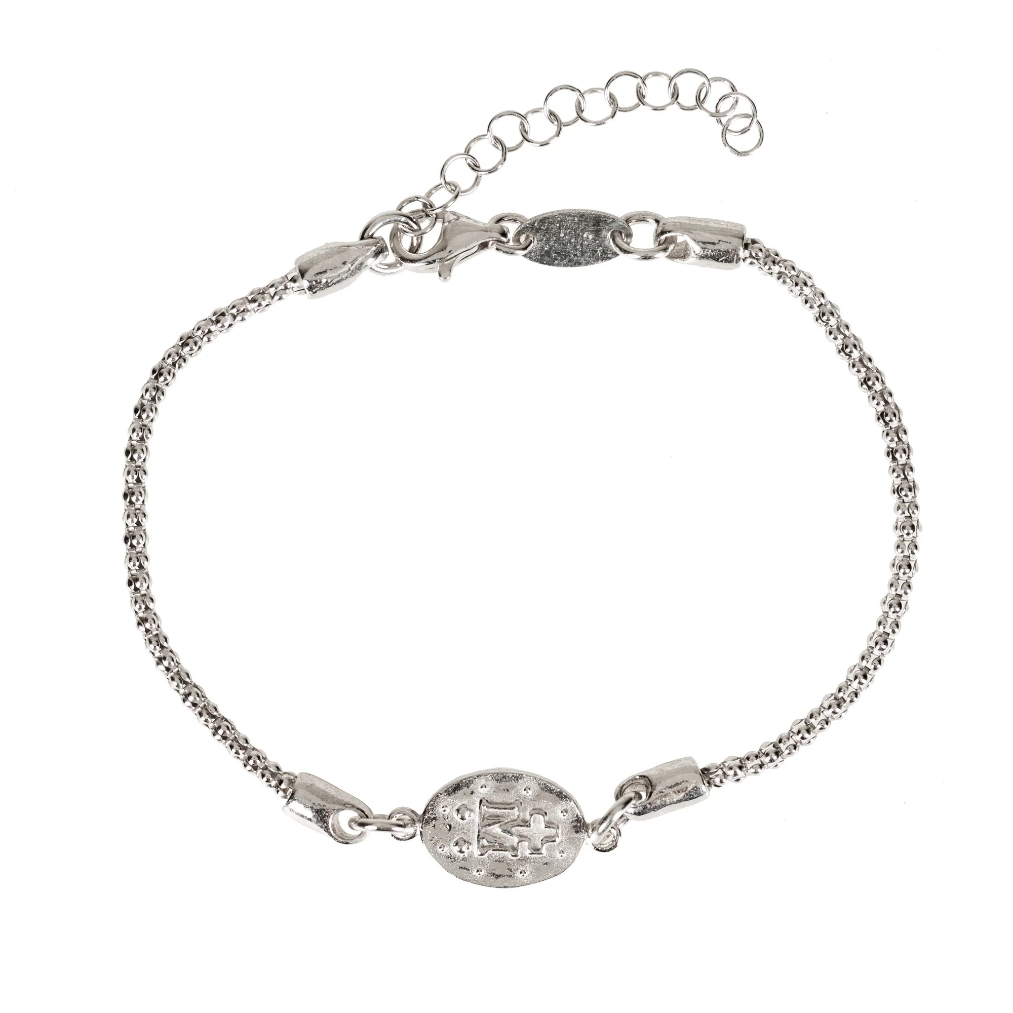 Sterling Miraculous Medal Bracelet with Cubic Zirconia - Image 2