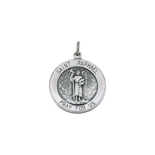 Sterling Silver 15mm Round St.Raphael 18" Necklace