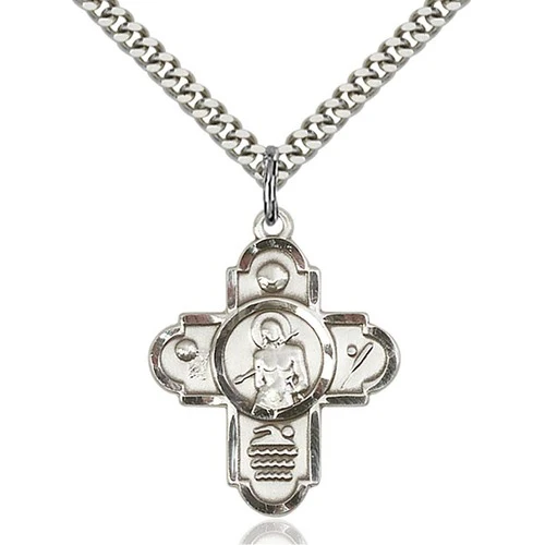 Sterling Silver 5-Way St Sebastian/Sports Pendant