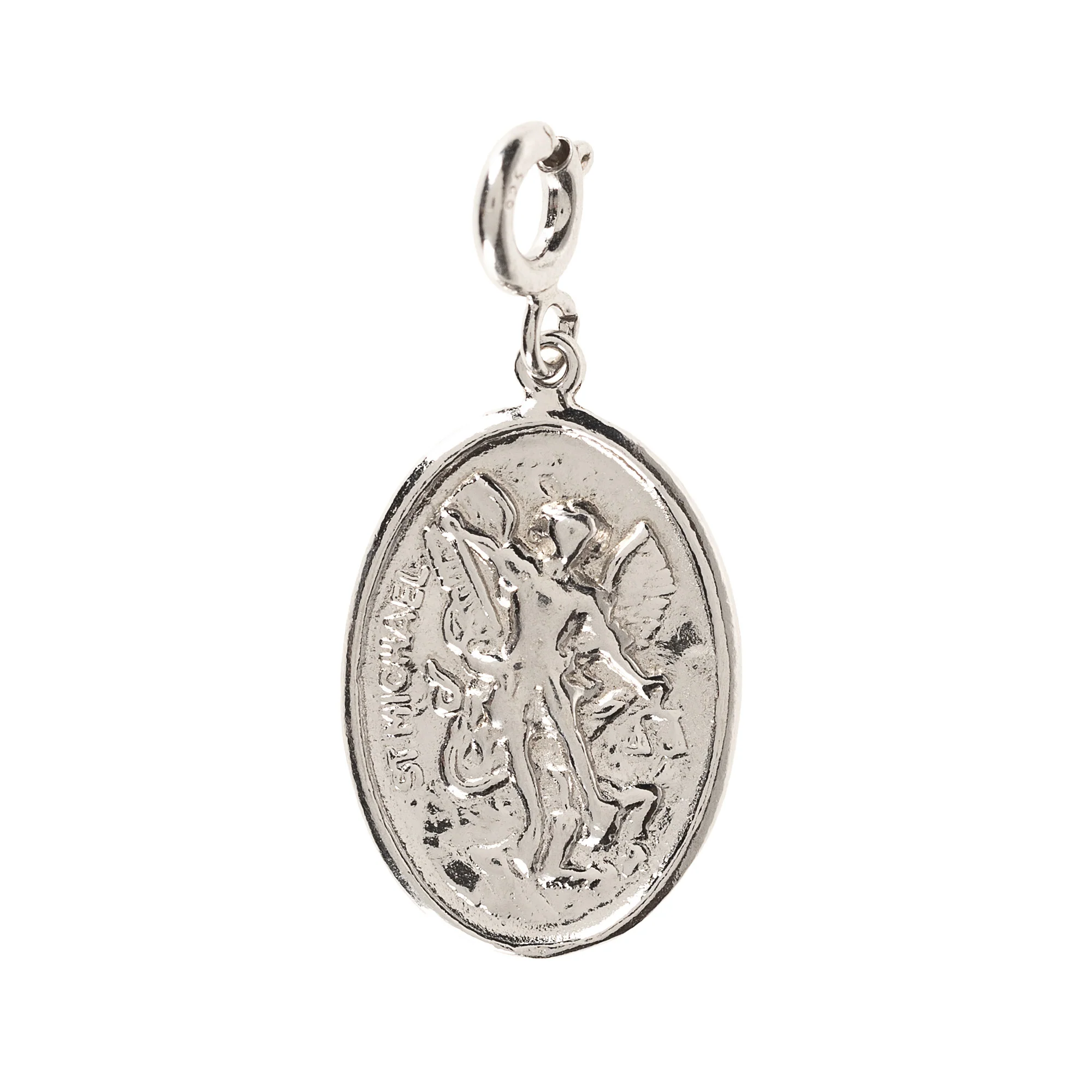 Sterling Silver Clip-On St. Michael/Guardian Angel Medal