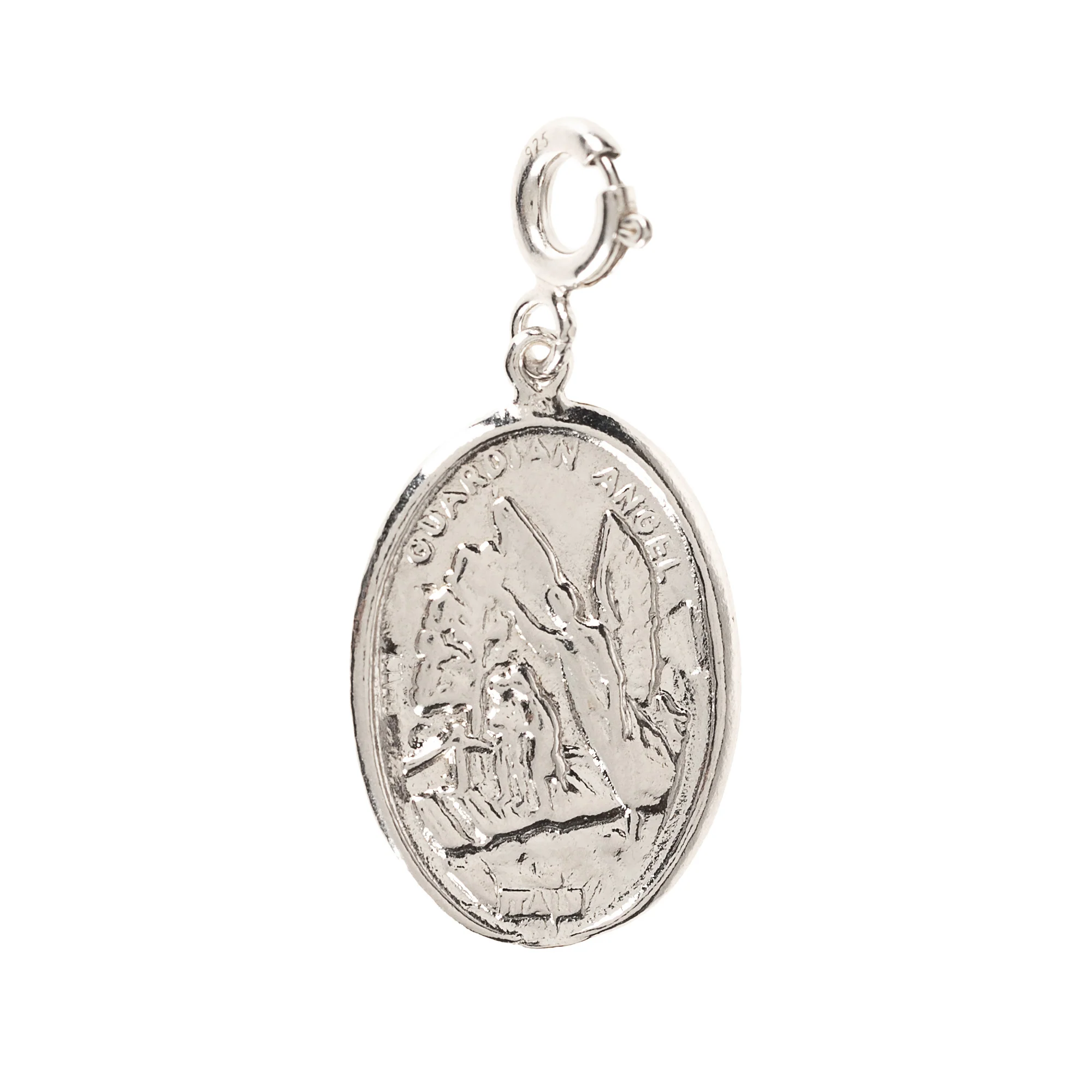 Sterling Silver Clip-On St. Michael/Guardian Angel Medal - Image 2