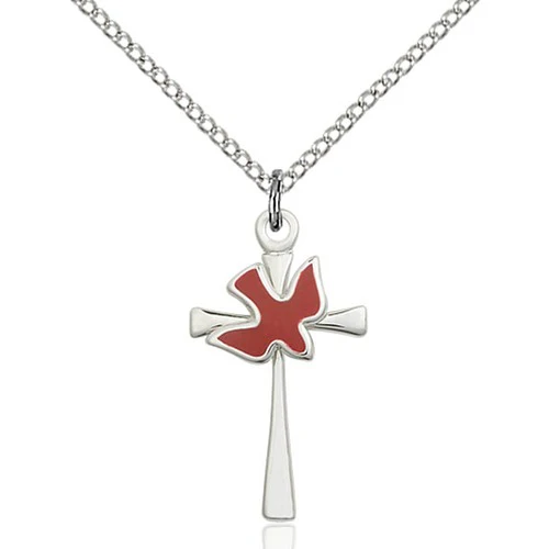 Sterling Silver Cross / Holy Spirit Pendant 7/8 X 1/2"
