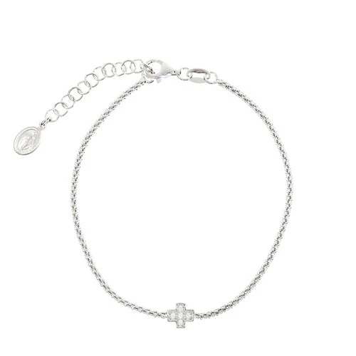 Sterling Silver Crystal Cross Bracelet - Image 3